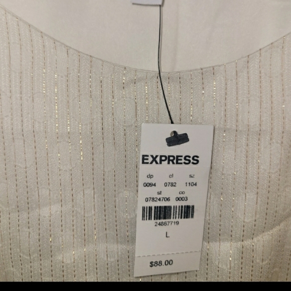 Nwt Express textured metallic tiered ruffle dress size large - Picture 5 of 8